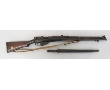 Deactivated 1916 Dated SMLE MKIII Rifle.303, 25 1/4 inch barrel.  Top mounted leaf sight.  Action with slot for single shot l