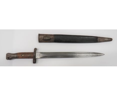 1888 MKI 2nd Type Bayonet12 inch, double edged blade.  Forte with maker "Mole" and dated 9/92.  Steel crossguard, muzzle ring