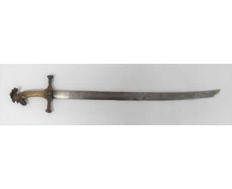 Napoleonic War Period Pioneers Sidearm Sword.  impressive heavy weight example. &nbsp;Flat, 28 inch,slightly curved blade wit