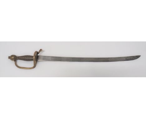 Mid 18th Century Continental Short Sword  23 1/4 inch, single edged, slightly curved blade. Forte with Ordnance stamp. Brass,