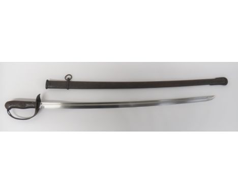 Model 1899 Type 32 Japanese Cavalry Sword 30 1/4 inch, single edged, slightly curved blade with narrow fuller. Forte numbered