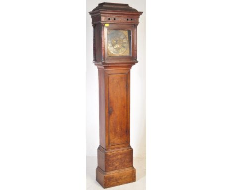 A 19th century brass faced longcase / grandfather clock having floral spandrels to the corner, Roman numerals to the chapter 