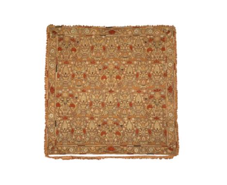 A FINE GREEK EMBROIDERED PANEL WITH AVIARY MOTIFS Possibly Crete, Greek islands, 19th centuryThe square panel of plain weave,