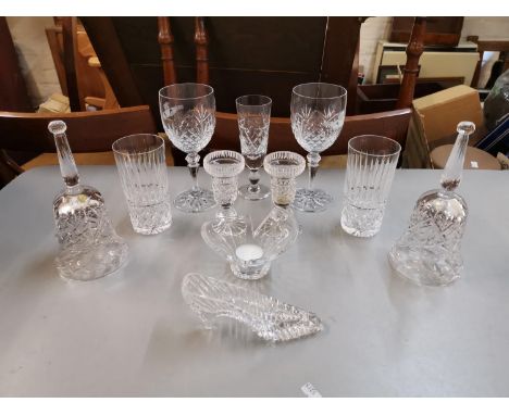 Crystal to include a Tipperary tea light holder signed Louise Kennedy, a Tipperary shoe, a pair of Tipperary candleholders, a