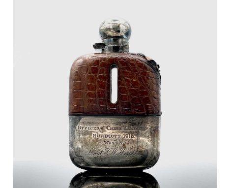 A silver-mounted spirit flask