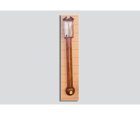 A Georgian mahogany and boxwood inlaid stick barometer, the silvered dial marked 'Vechio & Co, Holburn Hill, London', 37.5 in