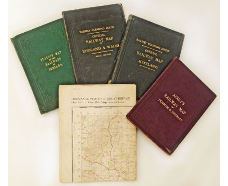 Four volumes of railway related maps to include Station map of the railways in Ireland and railway map of England and Wales a