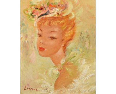 Leroux, 20th century, Portrait of a lady, signed, oil on canvas, 26 x 21cm, 10.25 x 8.25in. Condition reports are not availab