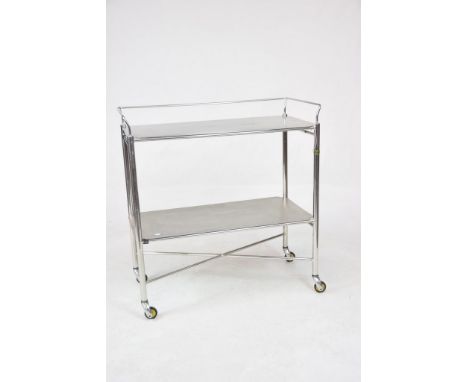 An Early 20th Century chrome and stainless steel two tier hospital trolley stamped 'Chas Thackray Limited'With a chrome rail 