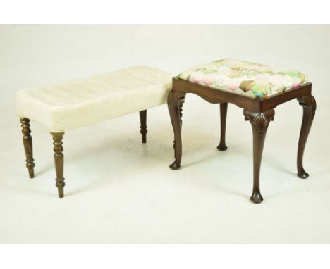 An early 20th Century mahogany dressing stoolWith a padded drop in seat raised on shell moulded cabriole legs and a second Vi
