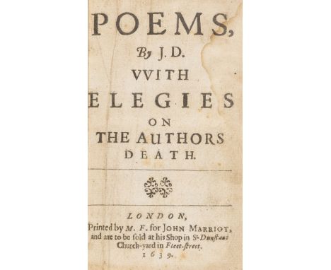 D[onne] (J[ohn]) Poems...with Elegies on the Authors Death, third edition, lacking engraved portrait, woodcut initials, title