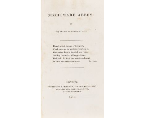 Gothic novel.- [Peacock (Thomas Love)] Nightmare Abbey, first edition, occasional faint spotting, stencilled arms to front pa