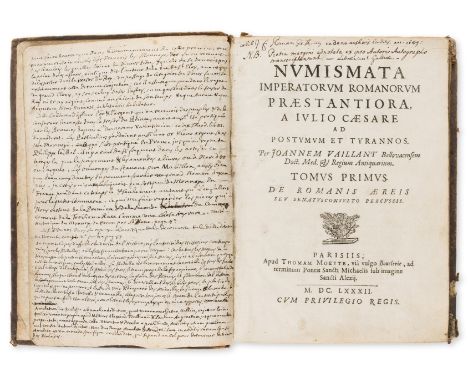 Numismatics.- Vaillant (Jean) Numismata Imperatorum Romanorum Praestantiora, 2 vol. in 1, first edition, author's own copy wi