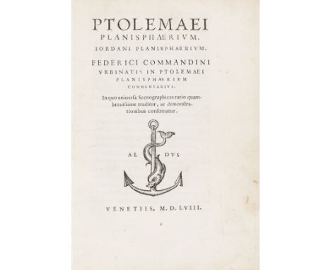 Mathematical perspective.- Commandino (Federico), Ptolemy, and Jordanus de Nemore.  Ptolemaei Planisphaerium. Iordani Planisp