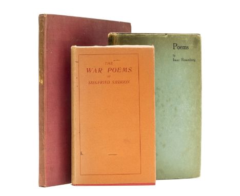 Rosenberg (Isaac) Poems, jacket spotted with spine faded and lightly rubbed, small chips to extremities, 1922 § Sassoon (Sieg