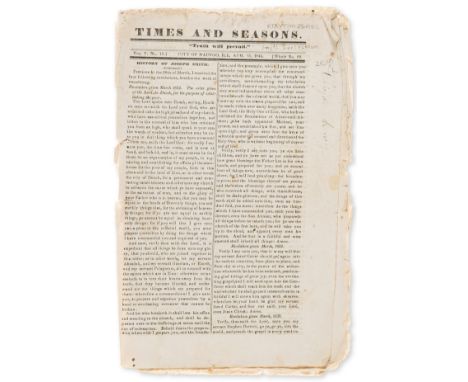 America.- Mormonism.- Smith (Joseph) [The King Follett Sermon], in Times and Seasons, Vol. V, No.15, double column, marginal 