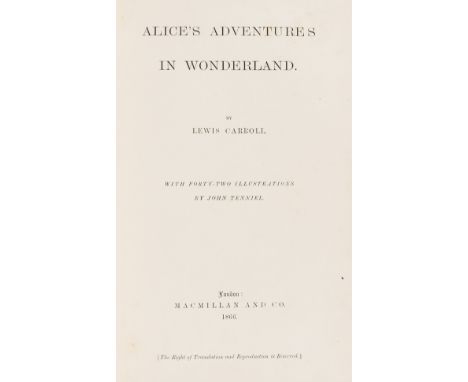 [Dodgson (Charles Lutwidge)], "Lewis Carroll". Alice's Adventures in Wonderland, second (first published) edition, half-title