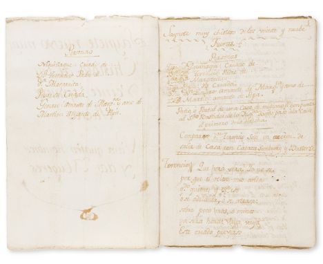 Spanish play.- Saynete nuevo muy Chistoso de los veinte y nueve Fueras. Para quatro hombres y dos Mugeres, manuscript, 29pp.,