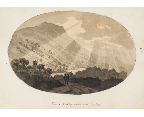 Yorkshire.- Gilpin (William, 1724-1804), Attributed to. Album of 68 original oval landscape studies, including studies of Kna