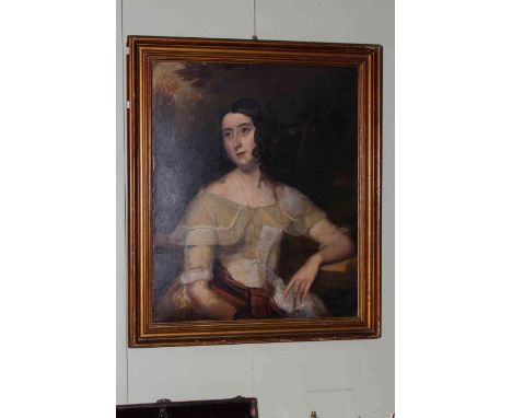 Portrait of a lady, 18th Century painting on board, 74.5cm by 61.5cm, in gilt frame.