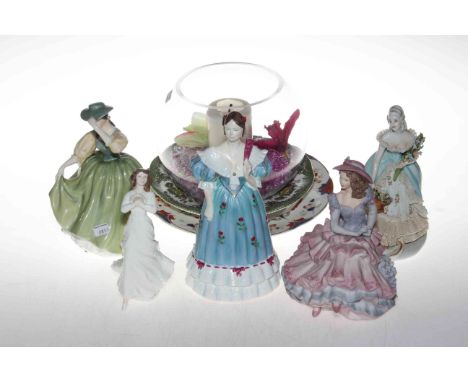 Two Royal Doulton ladies, Buttercup and Forget-Me-Not, two Coalport ladies, limited edition Laura Secord and Covent Garde, to