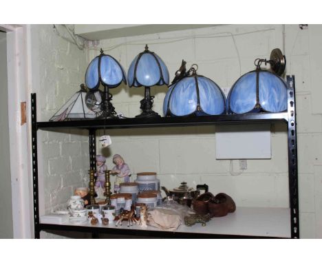 Hornsea Tapestry jars, wooden clogs, Royal Worcester egg coddlers, silver plates wares, blue table lamps and ceiling lights, 