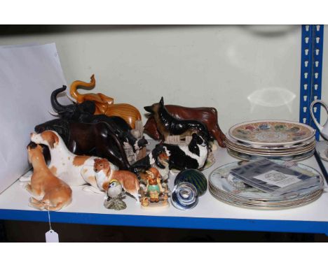 USSR dog figurines, carved wood wild animals, Beswick, Goebel, Coalport commemorative plates, etc.