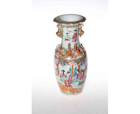 Single Canton figure decorated vase, 25.5cm.