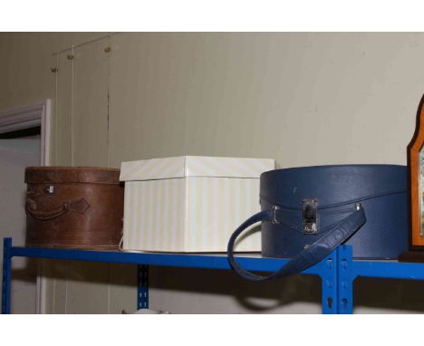 Three hat boxes including one with a White Star label and a small collection of vintage hats.