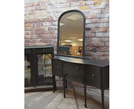 PAINTED FURNITURE, including Regency-style serpentine sideboard, 1930's china cabinet and ornamental mirror (3)