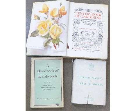 Three books, A Handful of Hardwoods, The Century Book of Gardening and Hillier's Manual of Trees and Shrubs