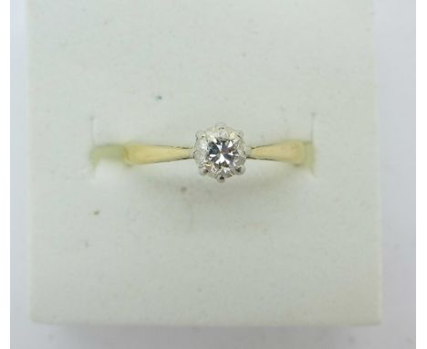 An 18ct gold and diamond solitaire ring, 1.9g, K