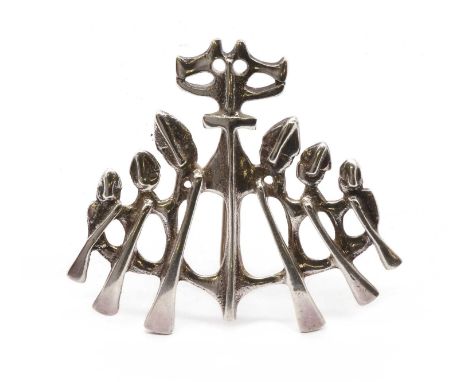 A Scandinavian silver brooch,in the form of a stylised Viking longship, with pin and catch, marked 925S, maker's mark, 57 x 5