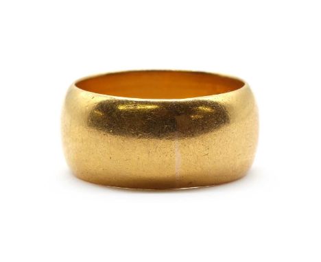 A 22ct gold 'D' section wedding ring, London 1908, 8.60mm wide, 10.27g.Finger size K LECondition ReportSurface marks/scratche