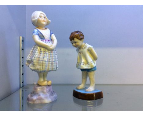Two Royal Worcester figurines; 'Tommy' and 'Holland'.