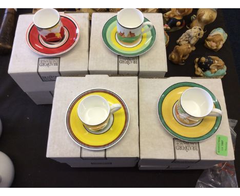 Eight Wedgwood Clarice Cliff cups and saucers.