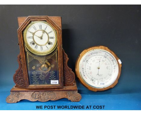 An American gingerbread clock and a Shortland aneroid barometer 