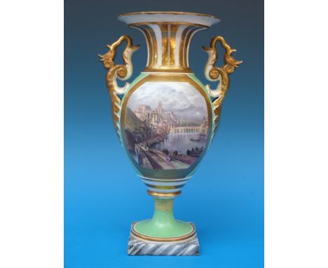 A Grainger Lee & Co Royal China Works Worcester vase with painted Venetian scene