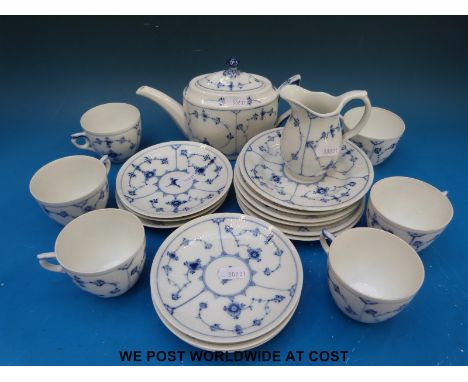 A Royal Copenhagen/ Bing and Grondahl blue and white tea service c1920s