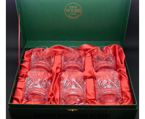 A boxed set of six Thomas Webb 'Cheltenham' whiskey tumblers 