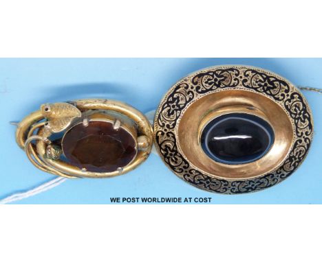 Two antique brooches, one with sweetheart panel