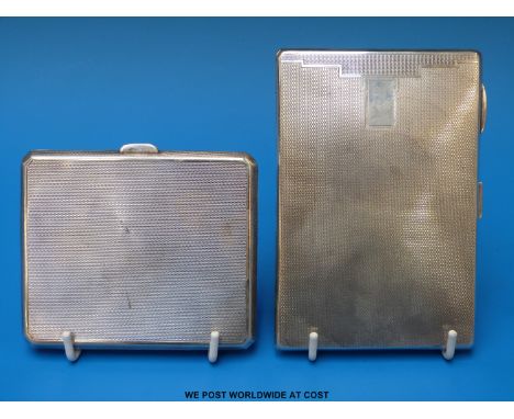 Two hallmarked silver engine turned cigarette cases (304g)