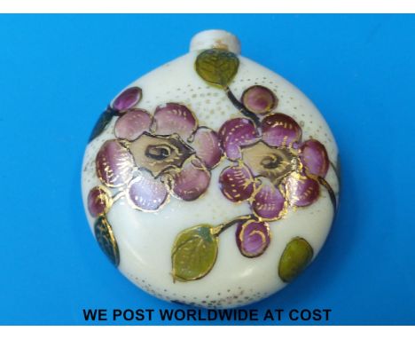 A 19thC circular glass scent bottle decorated in the Worcester style 