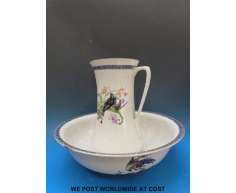 A decorative jug and basin set 