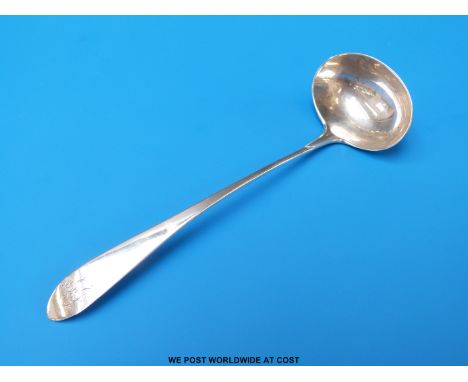 A Georgian, possibly provincial silver sauce ladle, length 15.5cm (21g)