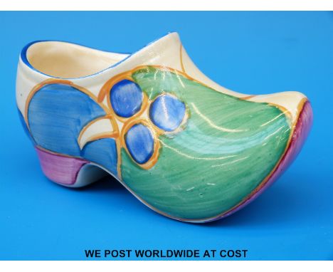 A Clarice Cliff Bizarre clog in the Melons pattern, Newport Pottery backstamp to base