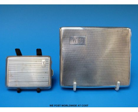 An engine turned hallmarked silver cigarette case and a vesta (134g all in)
