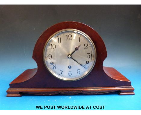 A Garrard mahogany cased three train mantle clock 