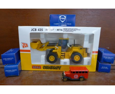 A Joal Compact JCB digger and five Corgi Fina model vehicles