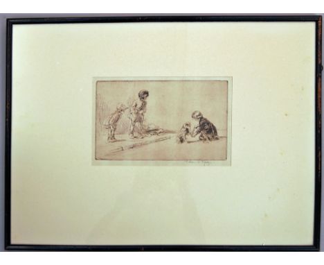 Eileen Alice Soper, British 1905-1950- "The Hurt Paw"; etching, signed in pencil, 11.7x19.5cm (may be subject to Droit de Sui